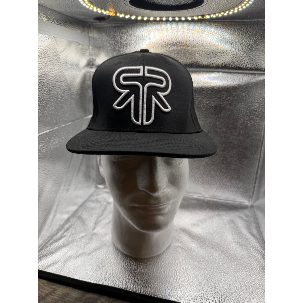 Ruroc Snapback Hat Black White Embroidered Logo Flat Brim Adjustable Cap